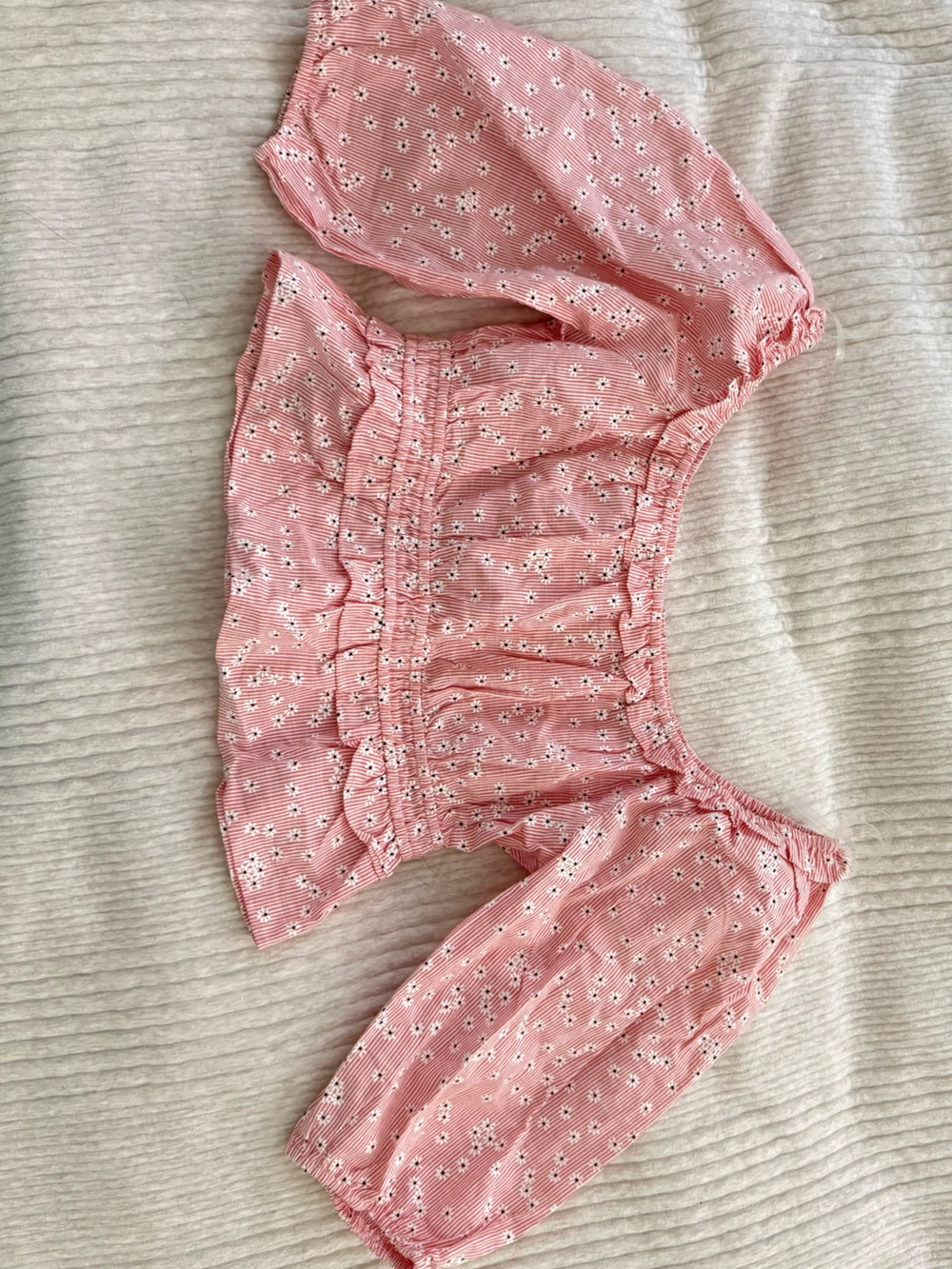 Lush Pink Floral Off Shouldwe Peplum Top Blouse Size Small